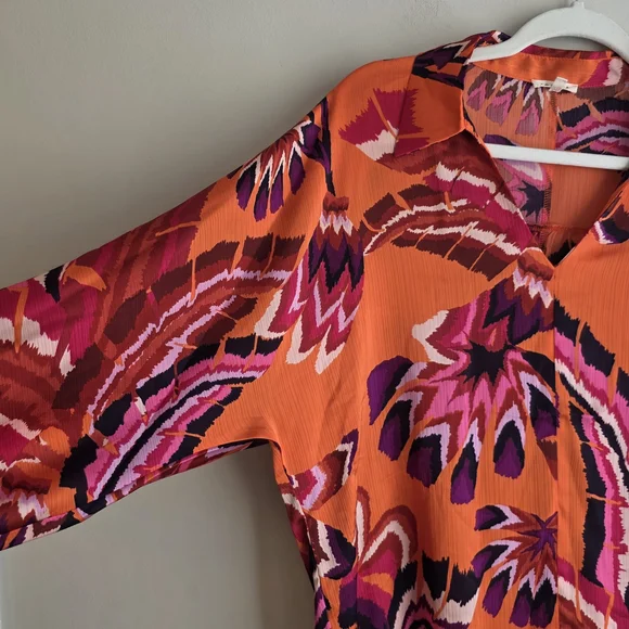 JODIFL Bold Orange and Pink Blouse - Picture 8 of 13